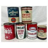 6 One-Quart Vintage Oil Cans Featuring Gulfpride, 6 One-Quart Vintage Oil Cans Featuring Gulfpride,