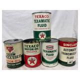 5 One-Quart Motor Oil and Transmission Fluid Cans 5 One-Quart Motor Oil and Transmission Fluid Cans