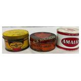 Three Early Metal Grease Cans Including Pennzoil, Three Early Metal Grease Cans Including Pennzoil,