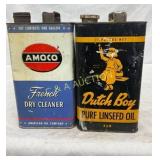 Two One-Gallon Metal Cans: Amoco French Dry Cleane Two One-Gallon Metal Cans: Amoco French Dry Cleane