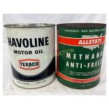 Two One-Gallon Cans: Havoline Motor Oil and Allsta Two One-Gallon Cans: Havoline Motor Oil and Allsta