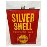 Silver Shell Motor Oil Two-Gallon Metal Can Silver Shell Motor Oil Two-Gallon Metal Can