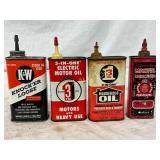 4 4oz Vintage Oil Cans Featuring K&W, 3-In-One, an 4 4oz Vintage Oil Cans Featuring K&W, 3-In-One, an