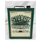 Sturdy Motor Oil Two-Gallon Metal Can with Spout a Sturdy Motor Oil Two-Gallon Metal Can with Spout a