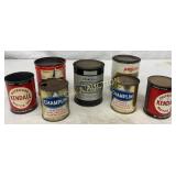 7 Vintage Oil and Lubricant Cans Featuring Kendall 7 Vintage Oil and Lubricant Cans Featuring Kendall