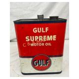 Gulf Supreme 2-Gallon Motor Oil Metal Can with Han Gulf Supreme 2-Gallon Motor Oil Metal Can with Han