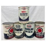 5 Texaco One-Quart Motor Oil Cans with Various Lab 5 Texaco One-Quart Motor Oil Cans with Various Lab