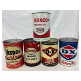 5 One-Quart Motor Oil Advertising Cans, Various Br 5 One-Quart Motor Oil Advertising Cans, Various Br