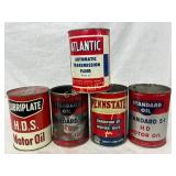 5 One-Quart Motor Oil and Transmission Fluid Cans 5 One-Quart Motor Oil and Transmission Fluid Cans