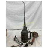 5 Vintage Metal Oil and Funnel Tools, 5in to 18in 5 Vintage Metal Oil and Funnel Tools, 5in to 18in