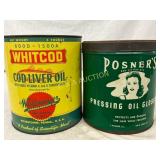 Two 5lb Cans: Whitcod Cod Liver Oil and Posner Two 5lb Cans: Whitcod Cod Liver Oil and Posner