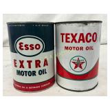 Two One-Quart Motor Oil Cans: Esso Extra and Texac Two One-Quart Motor Oil Cans: Esso Extra and Texac