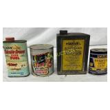 4 Vintage Automotive and Fuel Cans, 4in to 6in 4 Vintage Automotive and Fuel Cans, 4in to 6in