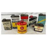 7 Vintage Metal Product Cans, 3in to 5 1/2in, Incl 7 Vintage Metal Product Cans, 3in to 5 1/2in, Incl