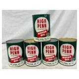 5 High Penn Motor Oil One Quart Cans 5 High Penn Motor Oil One Quart Cans