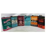 Six 1 Quart Vintage Metal Cans for Automotive and Six 1 Quart Vintage Metal Cans for Automotive and
