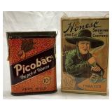Two Vintage Tobacco Tins: Picobac and Honest Long Two Vintage Tobacco Tins: Picobac and Honest Long