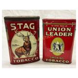 Two Vintage Tobacco Tins: Stag and Union Leader, 3 Two Vintage Tobacco Tins: Stag and Union Leader, 3