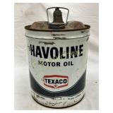 5-Gallon Texaco Havoline Motor Oil Metal Can with 5-Gallon Texaco Havoline Motor Oil Metal Can with