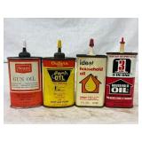 Four 4oz Metal Oil Cans Including Sears and 3-in-O Four 4oz Metal Oil Cans Including Sears and 3-in-O