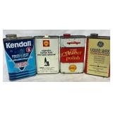 4 Vintage 1-Pint Metal Cans: Kendall, Shell, and G 4 Vintage 1-Pint Metal Cans: Kendall, Shell, and G