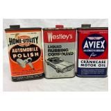 3 One-Pint Vintage Automotive Cans: Automobile Pol 3 One-Pint Vintage Automotive Cans: Automobile Pol