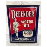 Defender Motor Oil Two-Gallon Metal Can by Pennsyl Defender Motor Oil Two-Gallon Metal Can by Pennsyl