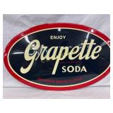Oval Metal Advertising Sign for Grapette Soda, 27i Oval Metal Advertising Sign for Grapette Soda, 27i