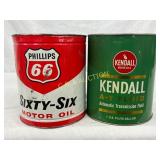 Two 1-Gallon Motor Oil and Transmission Fluid Cans Two 1-Gallon Motor Oil and Transmission Fluid Cans