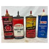 4 Vintage 4oz Oil Cans: Marvel, Humble, Spalding, 4 Vintage 4oz Oil Cans: Marvel, Humble, Spalding,