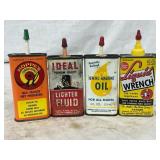 4 Vintage 4oz Metal Oil and Fluid Cans: Hoppe 4 Vintage 4oz Metal Oil and Fluid Cans: Hoppe