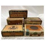 5 Wooden Cigar Boxes Featuring Vintage Brand Desig 5 Wooden Cigar Boxes Featuring Vintage Brand Desig