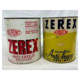 Two DuPont Zerex One-Gallon Metal Cans for Anti-Fr Two DuPont Zerex One-Gallon Metal Cans for Anti-Fr