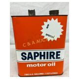 Saphire Motor Oil 2-Gallon Metal Can by Gulf Oil C Saphire Motor Oil 2-Gallon Metal Can by Gulf Oil C