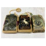 Three 2x4in Tobacco Pouches: Genuine Durham, Stud, Three 2x4in Tobacco Pouches: Genuine Durham, Stud,