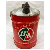 5-Gallon British American Oil Company Metal Can wi 5-Gallon British American Oil Company Metal Can wi