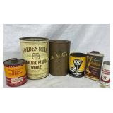 6 Assorted Vintage-Style Cans with Various Labels 6 Assorted Vintage-Style Cans with Various Labels