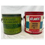 Two 5lb Metal Grease Cans: Run Easy Axle Grease & Two 5lb Metal Grease Cans: Run Easy Axle Grease &