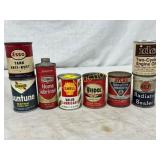 8 Vintage 4 oz Oil and Automotive Product Cans, Va 8 Vintage 4 oz Oil and Automotive Product Cans, Va