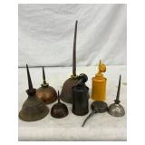 8 Vintage-Style Metal Oil Cans and Oiler Container 8 Vintage-Style Metal Oil Cans and Oiler Container
