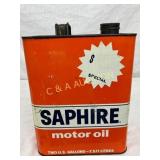 Saphire Motor Oil 2-Gallon Metal Can by Gulf Oil C Saphire Motor Oil 2-Gallon Metal Can by Gulf Oil C
