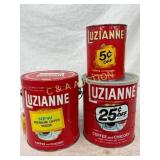 3 Luzianne Coffee and Chicory Metal Cans, 1lb and 3 Luzianne Coffee and Chicory Metal Cans, 1lb and
