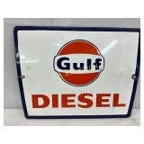 11 1/2 x 8 1/2 Porcelain Gulf Diesel Pump Plate