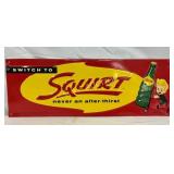 1958 Emb. Squirt Soda Advertising Sign, 27.5×10