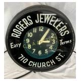 Rogers Jewelers Neon Clock, 20 1/2 In