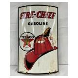 Porc. Texaco Fire-Chief Gasoline Curved Pump Plate