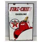 12×18 Porc Texaco Fire Chief Gasoline Pump Plate,