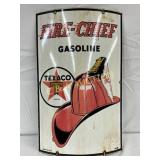 Porc. Curved Fire-Chief Texaco Pump Plate, 11×18 I