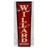 Emb. Willard Batteries Vertical Sign, Self Framed