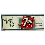Emb Metal 7up Soda Sign, Dated 1955, 54in x 18.5in